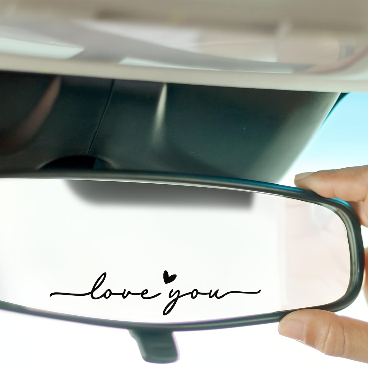 3pcs Love You Rear View Mirror Decal, Rearview Mirror Sticker With Heart Self Affirmations Car Mirror Stickers Vinyl Car Window Decal For Water Bottle Laptop Bumper New Car Decor Gifts