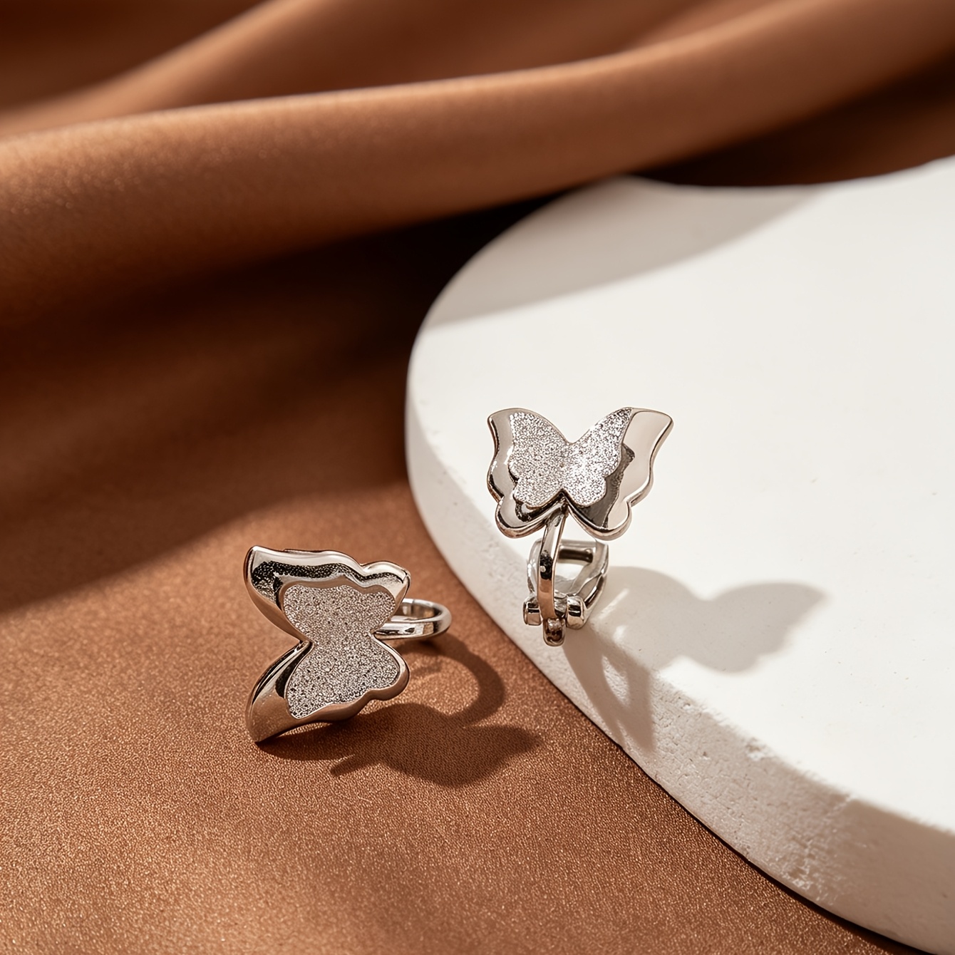 Women's Double-Layer Butterfly Clip-On Earrings, Stylish & Exquisite