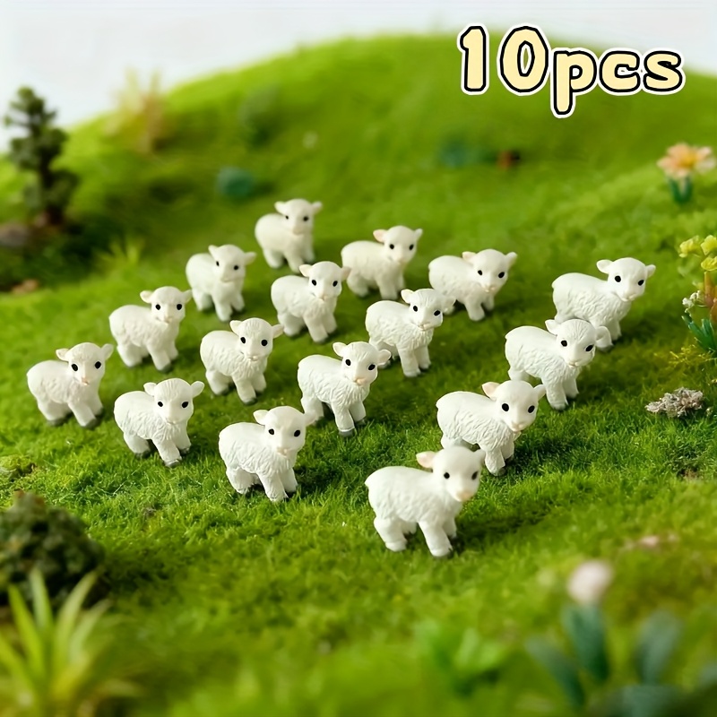 Image of 10pcs Mini Resin Sheep Figurines Suitable For , Tabletop Rpg Games, Dollhouse Decor - Realistic Miniature Sheep Models With Sheep Shapes, Resin Craft Figures For Collectors & Hobbyists