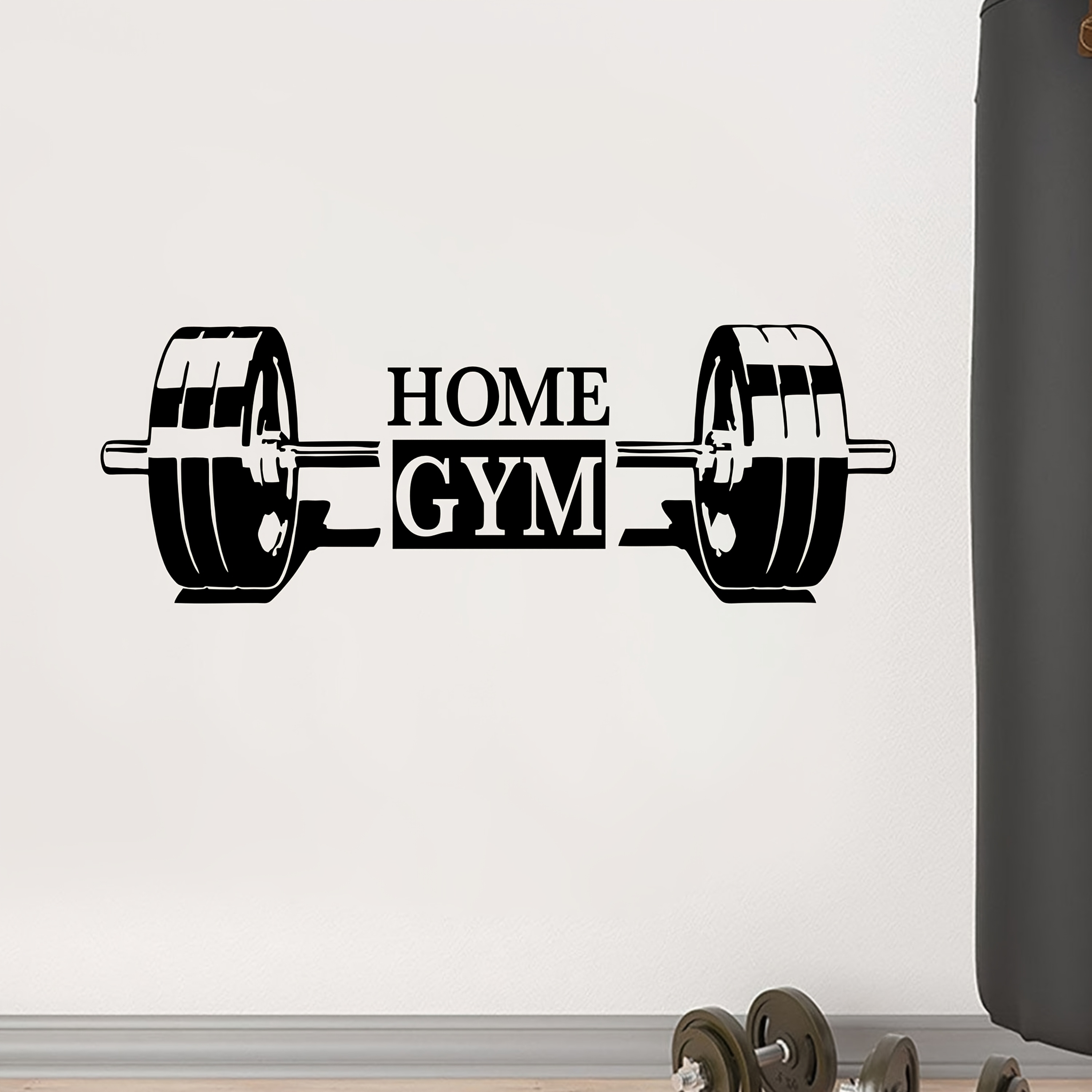 Autocollant Mural Haltère Fitness - Déco Sport En Vinyle Brillant, Personnalisable, Pour Toutes Les Pièces