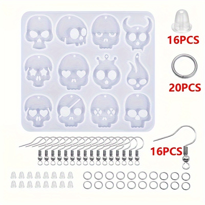 

53-piece Diy Series Earring Resin Casting Silicone Mold Kit - Jewelry Pendant Earring Making Set With Rectangle Shape Material Tools