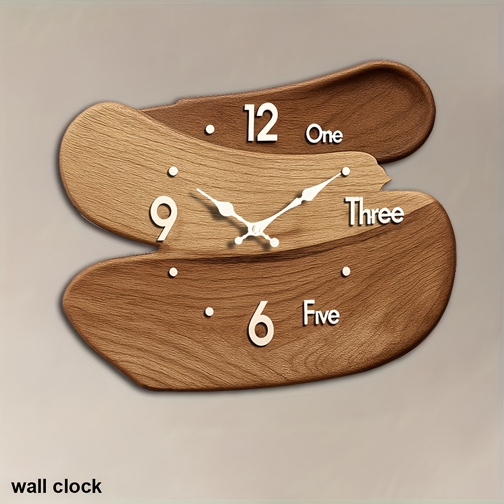 1pc JFHT Wooden Wall Clock - Unique Interlocking Design, Silent Non-Ticking, Artistic Timepiece for Home Decor, Ideal Gift, Battery Operated (AA Battery Not Included), Home Decor Clock | Modern Wall Clock | Wooden Clock