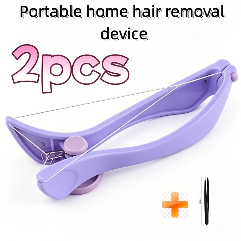 TEMU Ladies' Manual Facial Hair Removal Spring Tool 2pcs Set, Includes 1 Eyebrow Tweezers + 1 Hair Remover, Painless, Hypoallergenic, Gentle Facial