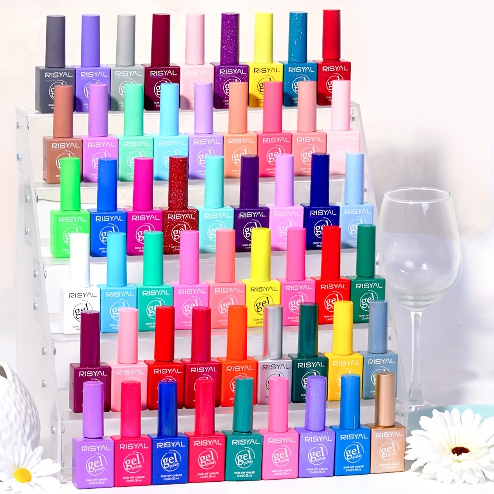 63pcs gel nail polish set 15ml each 60 color gels 1 base coat 1 top coat 1 matte top coat details 1