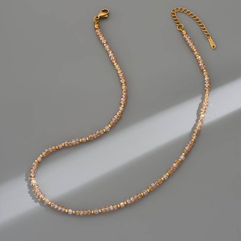 TEMU Elegante collana con perline a forma di abaco in sintetico per donna