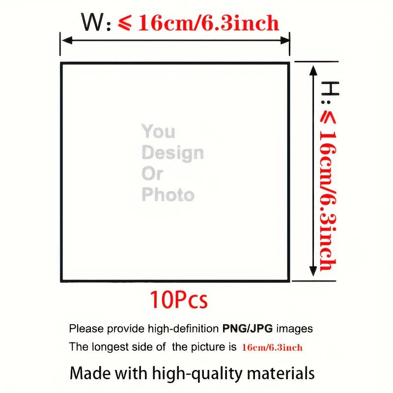 TEMU 10/20 Personalized Dtf Printing Service, Background /removal, Multiple Sizes — Your Own Design, Including Photos, Text, Logos, And Graphics —