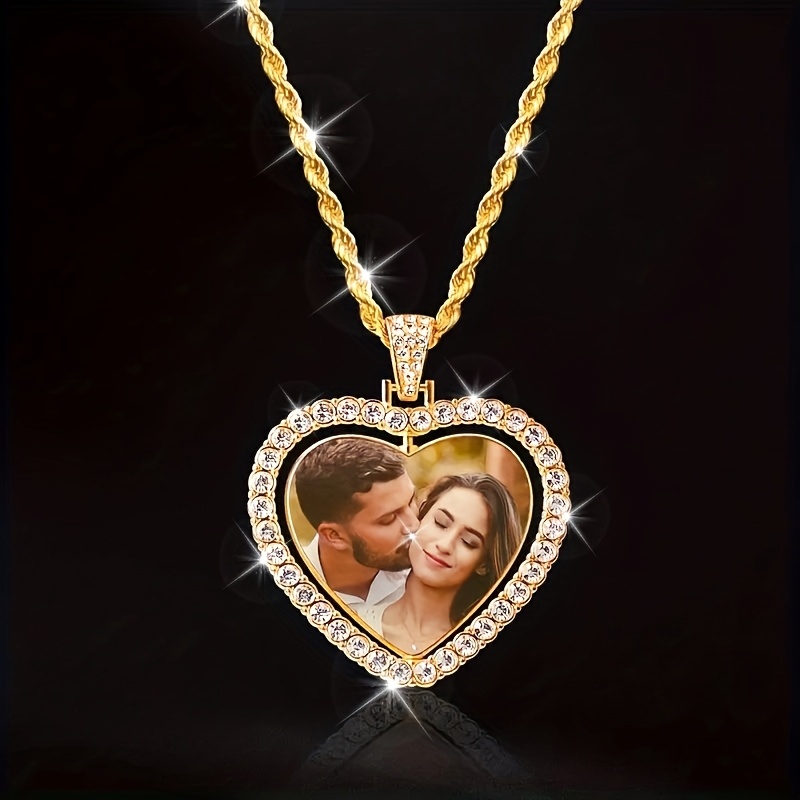 TEMU 1pc Custom High-definition Photo Necklace, Men Women Necklace, Personalized Picture Pendant, Gift For Dad Mom Husband Boyfriend Girlfriend,