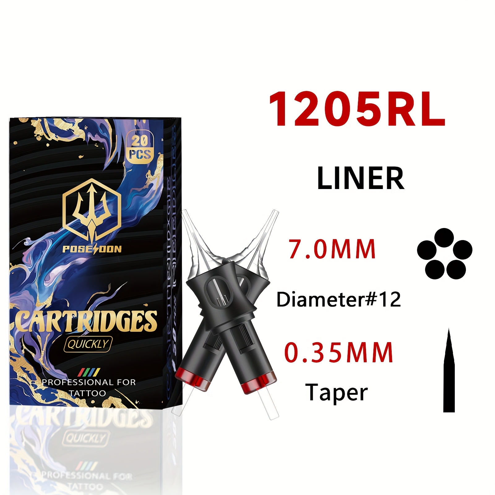 Poseidon V5 Tattoo Cartridge Needles, Models, 5rl 7rl 9rl High Needle Tips, Secure Assembly, Adjustable Needle Threading, Unscented, With Ideal For Artists And Beginners For Tattoo Needs