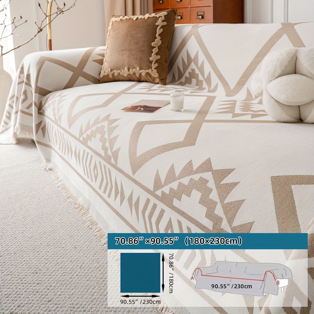 TEMU A Bohemian-style Sofa Cover, Pet-proof Sofa Blanket And Protector, Machine-washable Home Decor Suitable For L-shaped Sectional Sofas And
