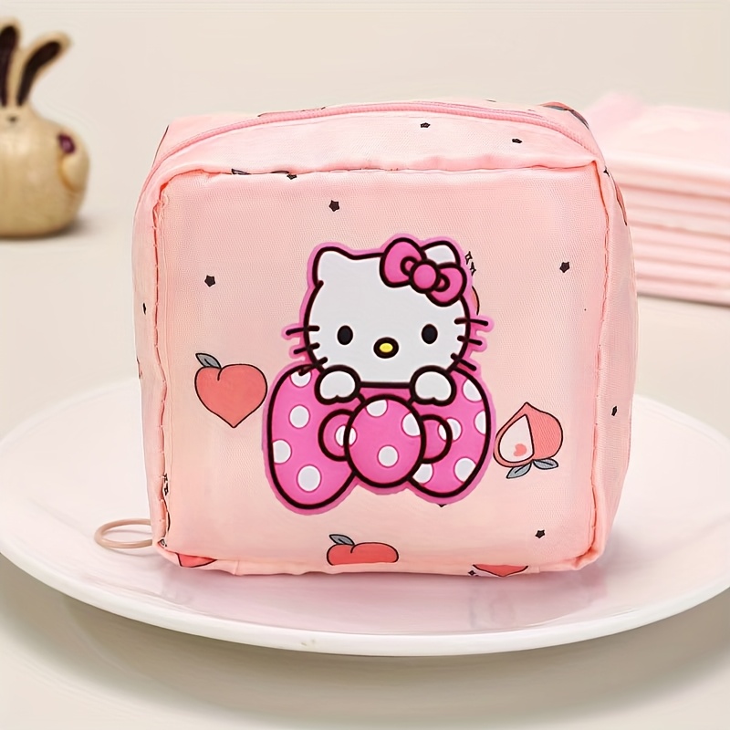 Cute Cartoon Fashion Minimalist Pad Storage Bag, Travel Essential, Dual Use As Cosmetic Organizer, Ideal Gift, Design With Options And Zipper Closure