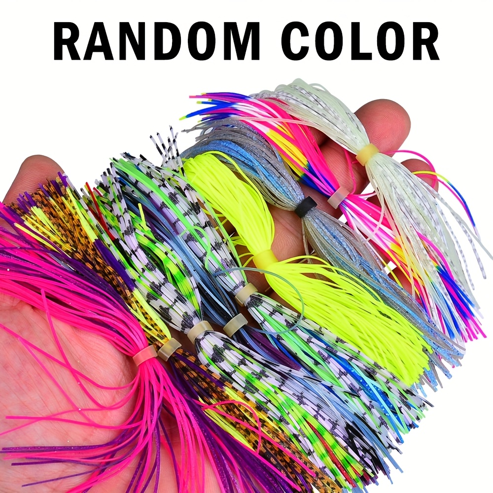 TEMU 6 Bundles Of Fishing Bait Equipment Additions, Random Colors. Skirted Jigging Hooks Suitable For And Trout - Grass, Fishing Bait Making