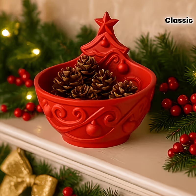 TEMU 1pc Christmas Tree Ornament Storage Bowl, Suitable For Living Room, Bedroom, And Entryway, Used As Christmas, Halloween, And Home Decoration,