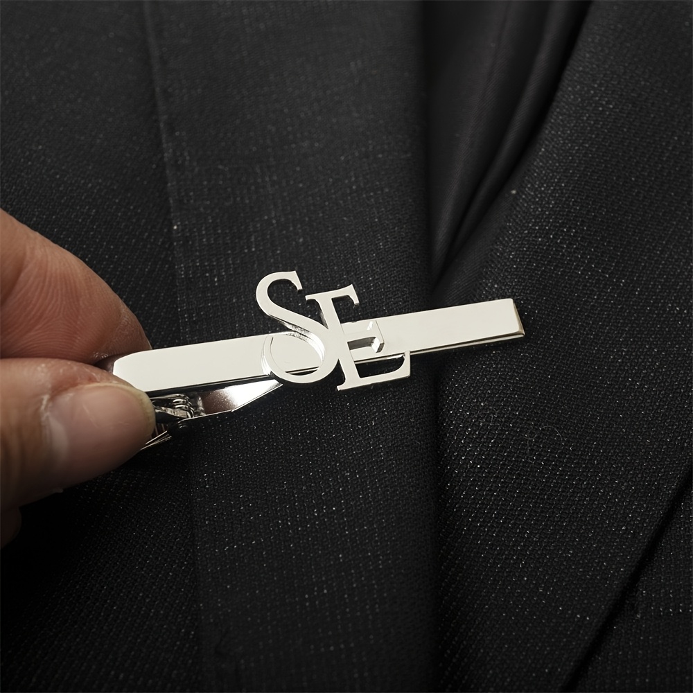 TEMU 1 Custom Stainless Steel Men's Tie Clip, Personalized Groomsmen Gift, Monogram Men's Tie Clip, Groomsmen Gift, Custom Tie Clip For Wedding,