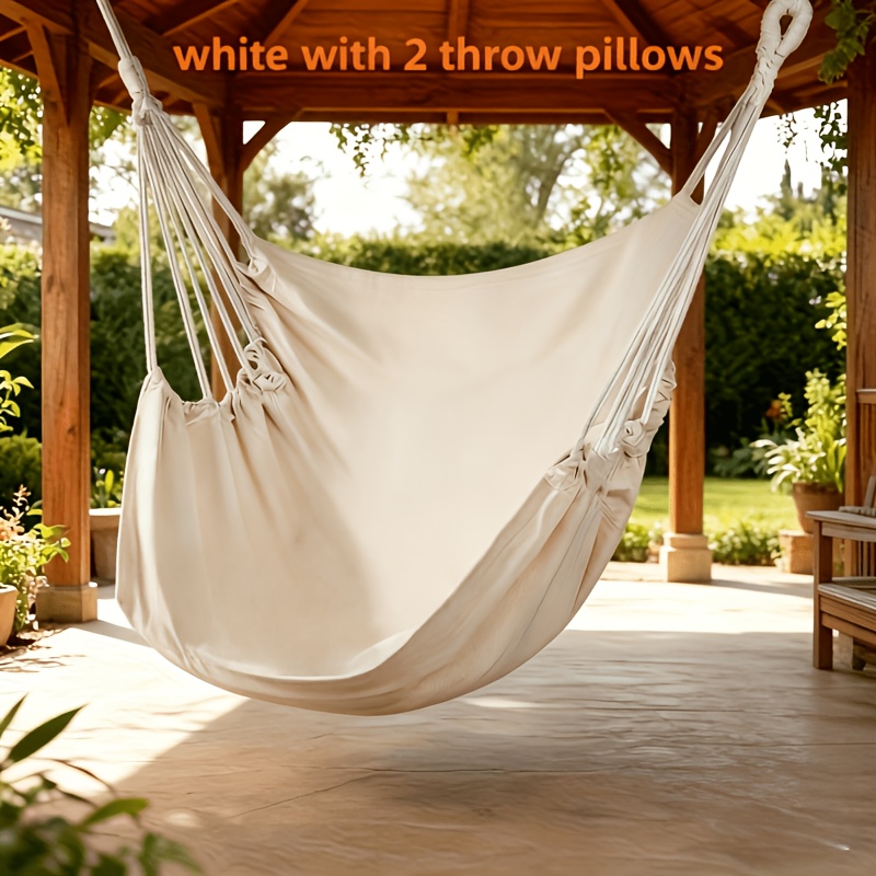 1pc of luxury outdoor hanging chair with 2 cushions patio gazebo hammock chair durable hanging hammock outdoor rocking chair leisure hammock chair suitable for   patio use
