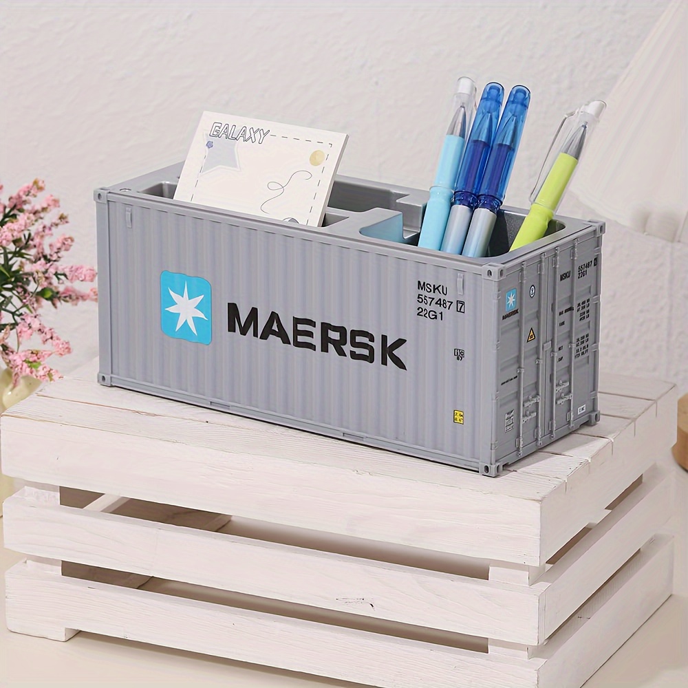 

1pc Desk Storage Box, Simulated Container Model Ornament, Simulated Container Model Plastic Pen Holder, Storage Creative Business Card Box Gift Gift For Transport Vehicle Enthusiasts Creative Gift