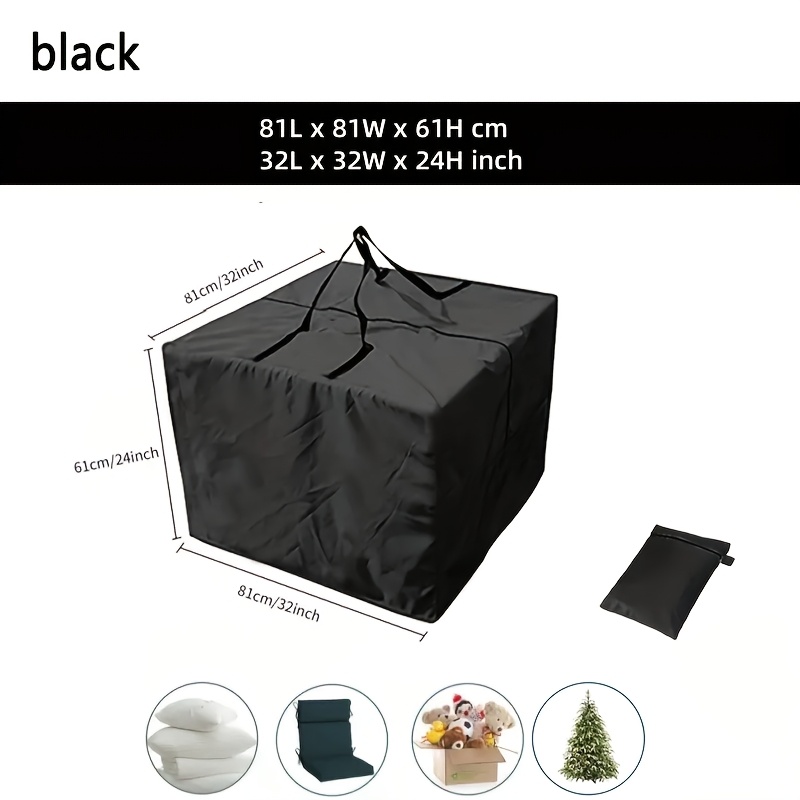 E-shop 1 Stück Outdoor Terrasse Kissen Aufbewahrungstasche, 32 x 32 x 24 Zoll Quadratische Möbel Sitzkissen Organizer mit Reißverschluss Griffen, Ideal