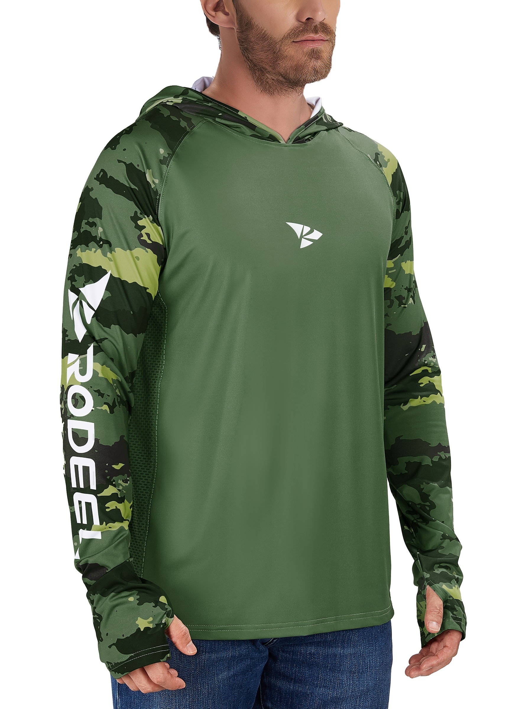 Performance Fishing Hoodie Shirt UPF 50+ (Green Camo)