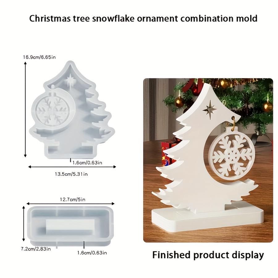 Image of Christmas Tree Clay Molds Silicone Molds - Christmas Snowflake Pendant Resin Molds - Snowflake Pendant Molds - Concrete Cement Christmas Molds