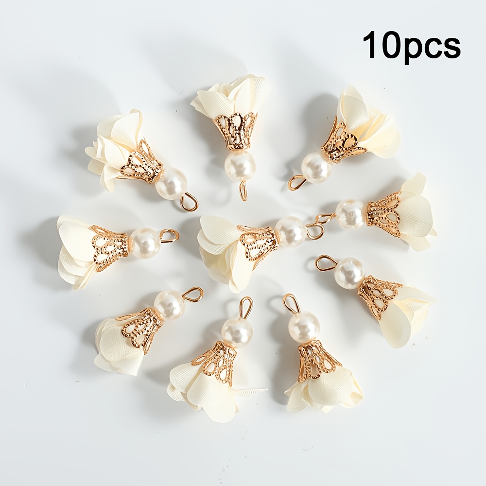 TEMU 10 pièces/set Pompons Fleurs Multicolores Charmes Aléatoires pour Création de Bijoux DIY Accessoires de Mode et Artisanat