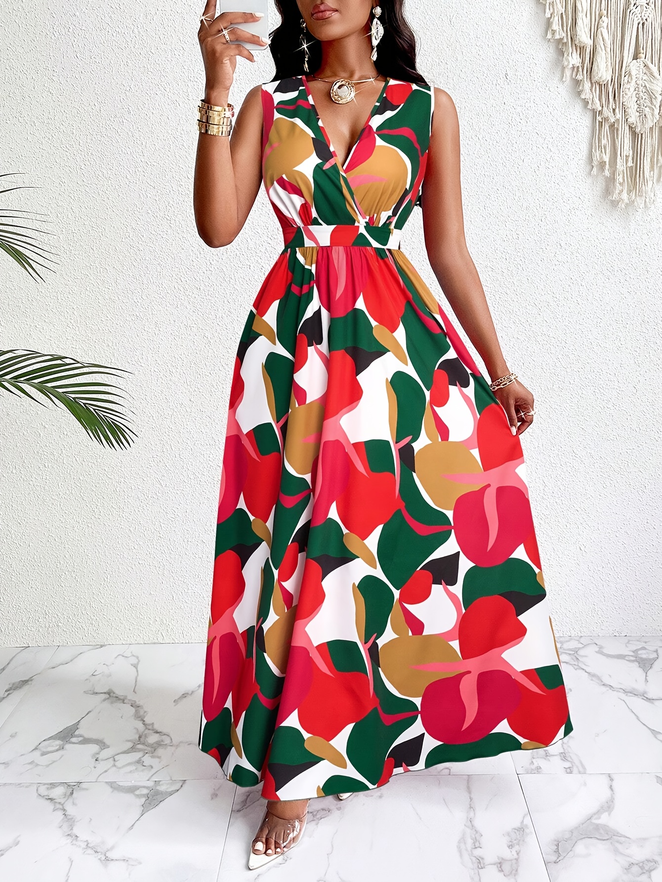 womens tropical floral maxi dress flared party formal events - Temu  Mauritius