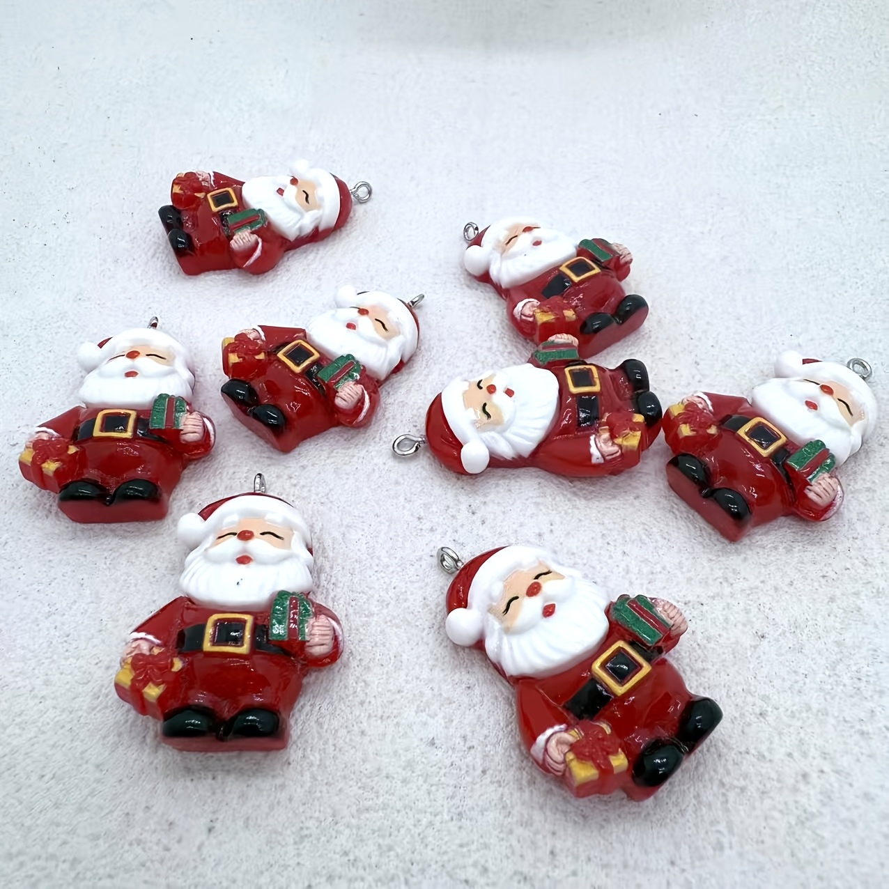 Image of 8pcs Of Resin Santa Claus Pendants, Suitable For Jewelry Making, Perfect For Earrings, Necklaces, And Bags