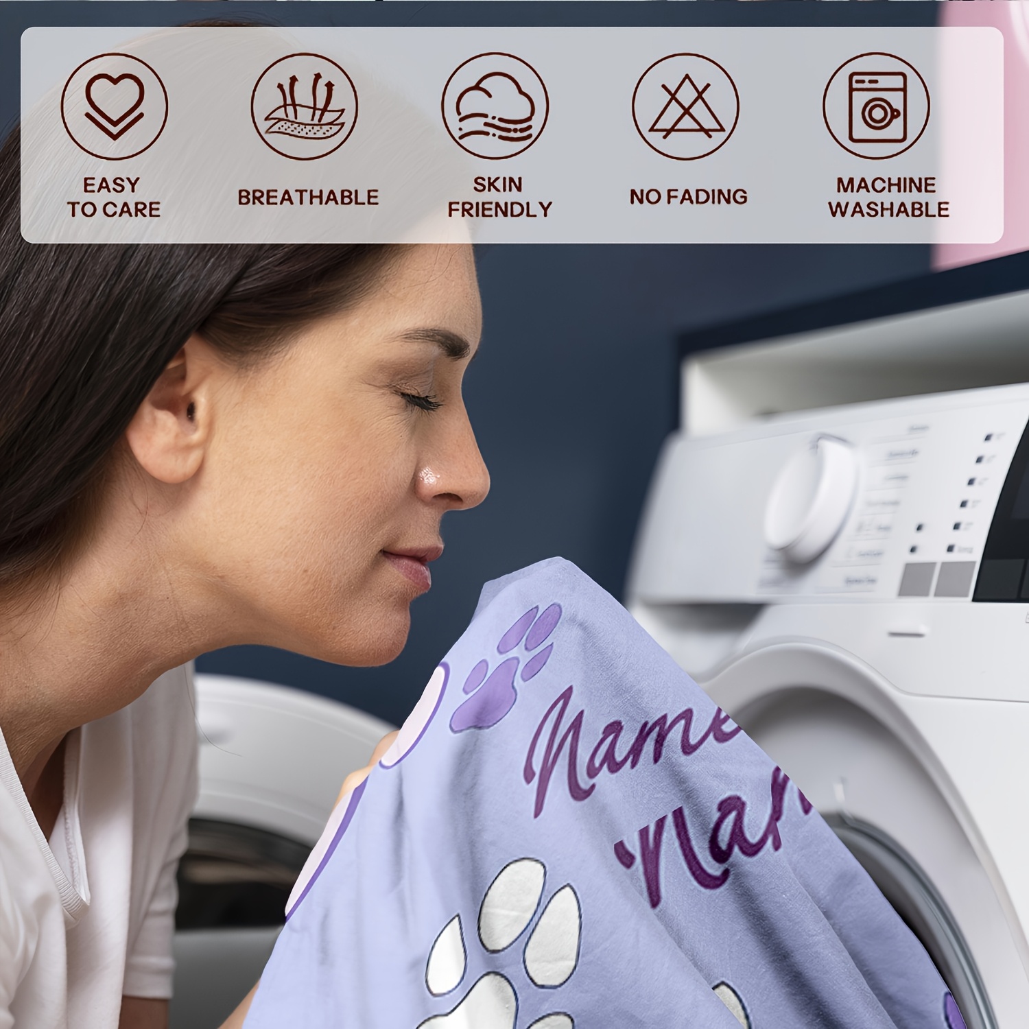 Personalized Pet Blanket with Custom Name, Paw Print Pattern