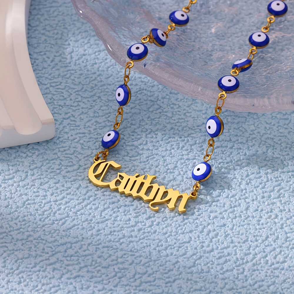 Custom Name Necklace in Ancient English Font, Gift for Her