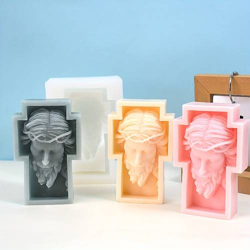 Silicone Candle Mold DIY Handmade Plaster Home Decor, Western Figure Cross Aromatherapy Wax Silicone Molds, Irregular Shape Crafting Mould for Art Projects