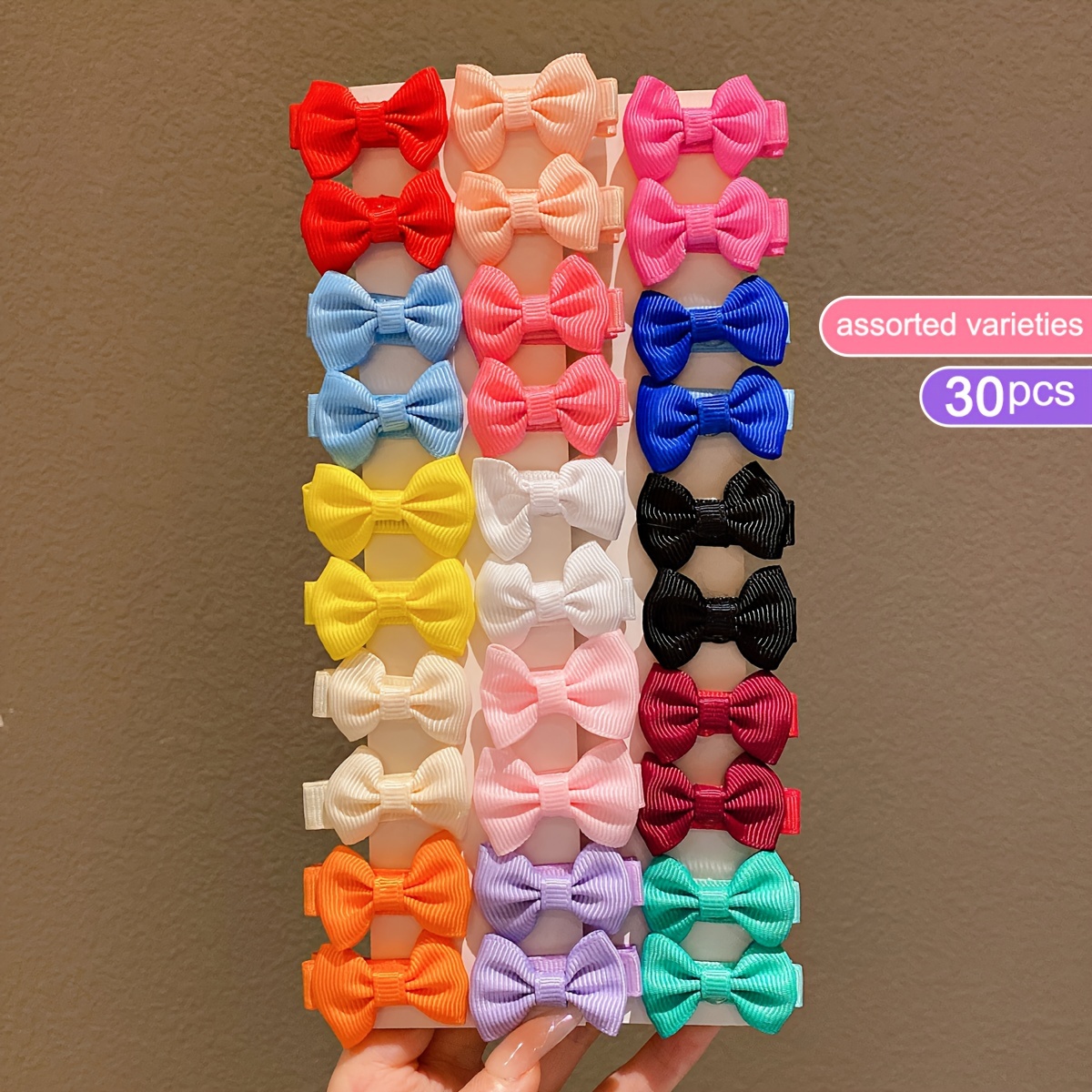 30pcs Cute Colorful Hair Clips, Non-Damaging Polyester Bow Accessories for All Seasons and Casual Attire