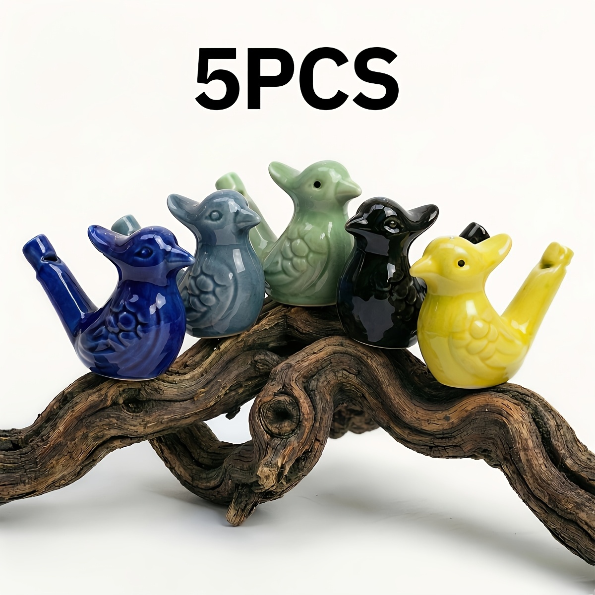 Image of Ceramic Bird Figurine Set Of 5pcs, 5 Different Colors, Exquisite Ceramic Bird Decor For Bookshelf And Table, Perfect Gift For Birthdays, Housewarming, And Graduation