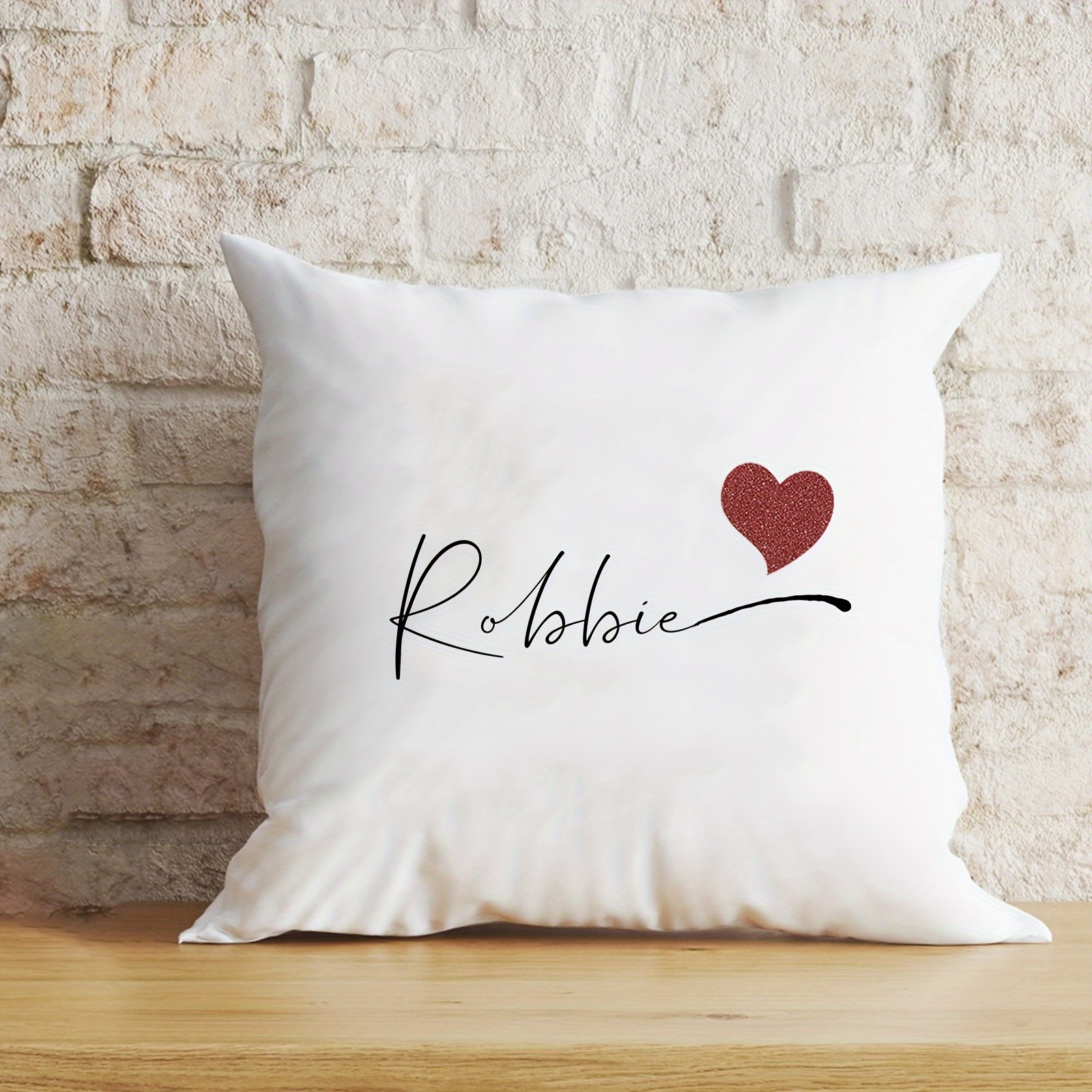 custom heart pattern velvet pillowcase personalized name single sided print white polyester   nursery home decor pillow not included details 3