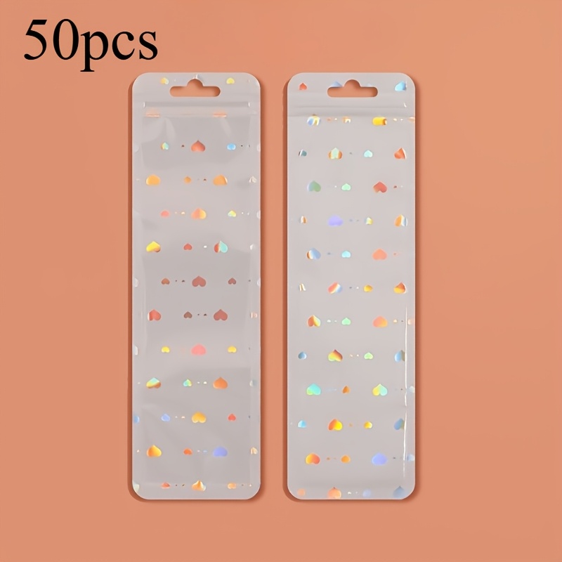 TEMU 50pcs Bolsas Autoadhesivas de y Estrella Holográficas - Diseño Colorido de Yin-Yang para Joyería, Accesorios y Empaquetado de Regalos,
