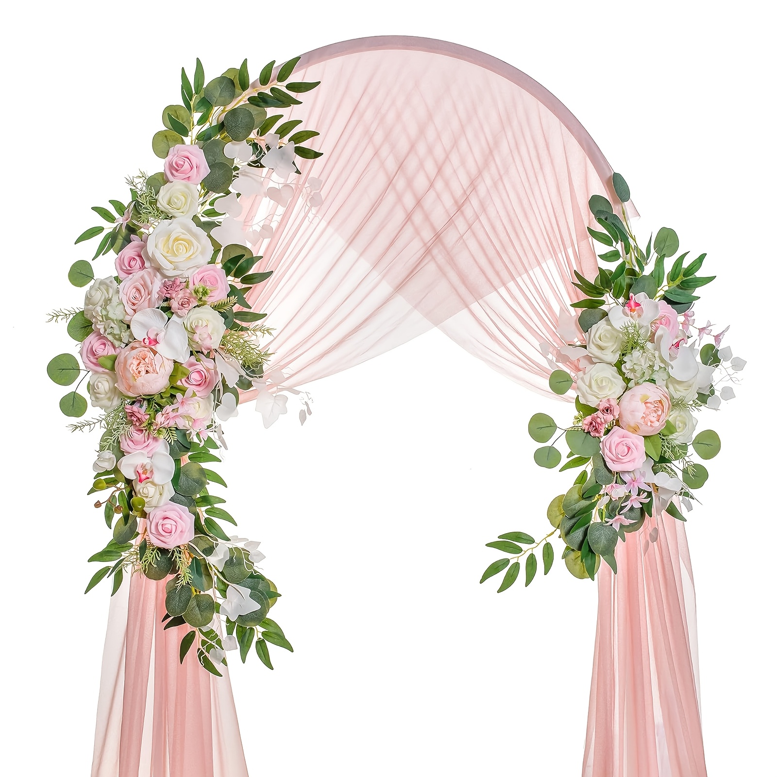 

2pcs Elegant Artificial Flower Swags For Wedding & Arch Decor - Home Accent, No Power Needed, For Spring