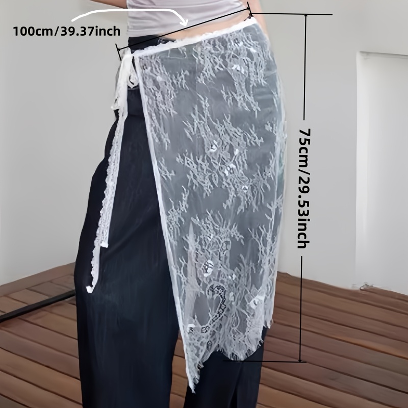 TEMU Sweet Fairy Tale-inspired Adjustable Lace Skirt - Mermaid Theme Party & Casual Wear, Hand Washable Versatile Layering Skirt For Women, No