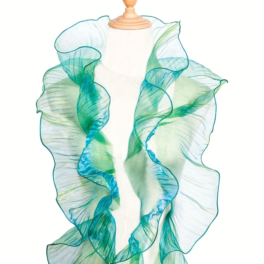 2-meter Iridescent Mermaid Leaf Lace For Wedding Dress Decoration, 15cm Wide