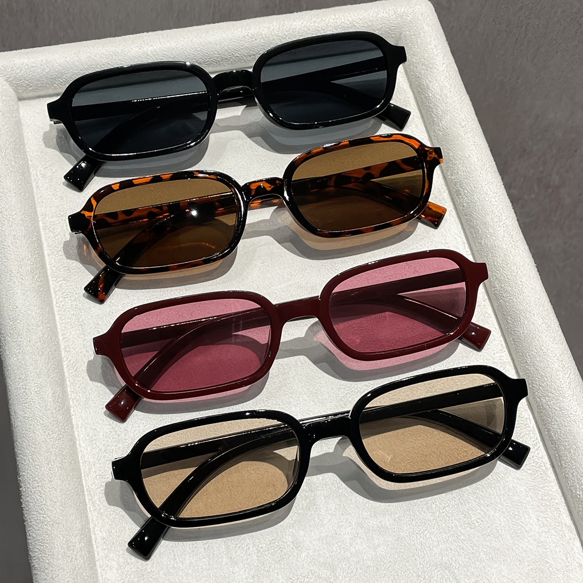 4-pcs Women's Fashion Rectangular Glasses, Suitable For Daily Outfits, Decorative Eyewear, Gift For