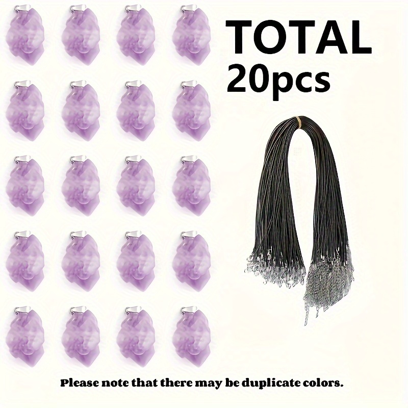 TEMU 20pcs Natural Amethyst Pendant Set, With Black Rope , Irregular Pendants, For Necklace Making 10 Pendants + 10 Necklace