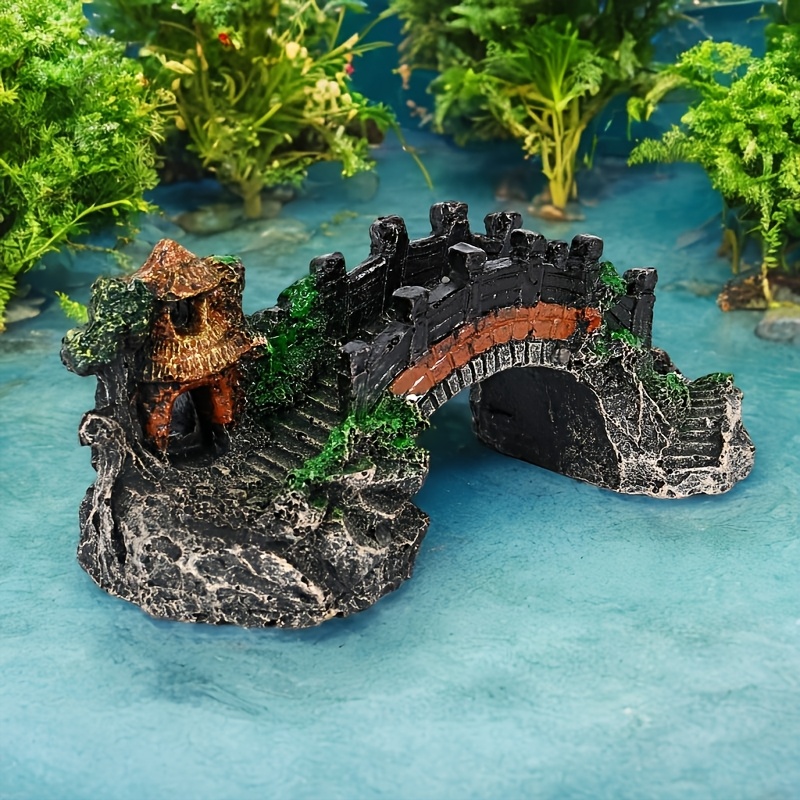 TEMU Aquarium Ornamental Decorations, Arch Bridge Craft, Aquarium , Stone Bridge, Landscape Small Bridge