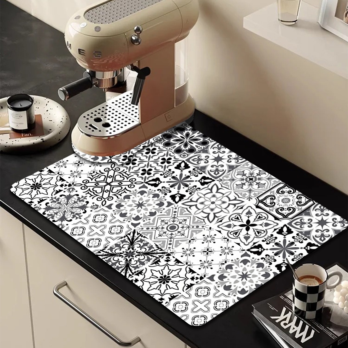 E-shop Kaffeemaschine Absorbierende Unterlage Schachbrettmuster Geschirr Trocknungsunterlage Isolierunterlage Platzdecke Mehrzweckmatte -