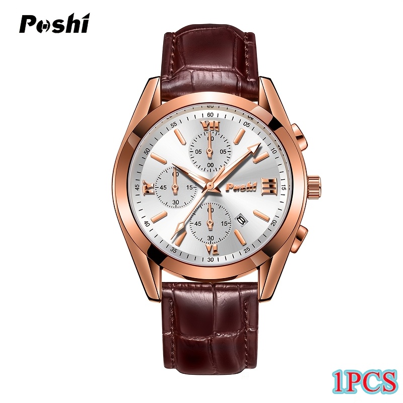 Unisex Quartz Watch with PU Strap, Multifunctional Design