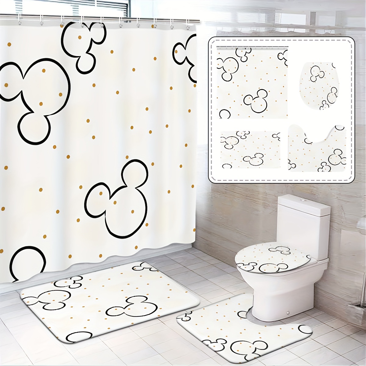 

Decorative Curtain Bathroom Set - , 12 , Including And Bathtub Mat 1pc/3pcs/4pcs Optional