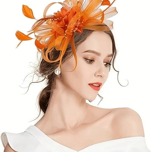 elegante theekransje valentijnsdag hoed met brede rand en koepelvorm, verenversiering, decoratieve hoofdband, verkrijgbaar in meerdere kleuren