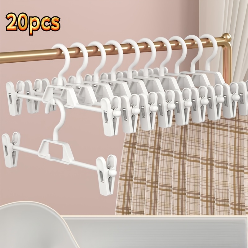 TEMU 20er-Pack weiße stapelbare nahtlose Hosenbügel, rutschfeste mehrschichtige Hosenclips, platzsparender Kleiderschrank-Organizer, drehbare Haken