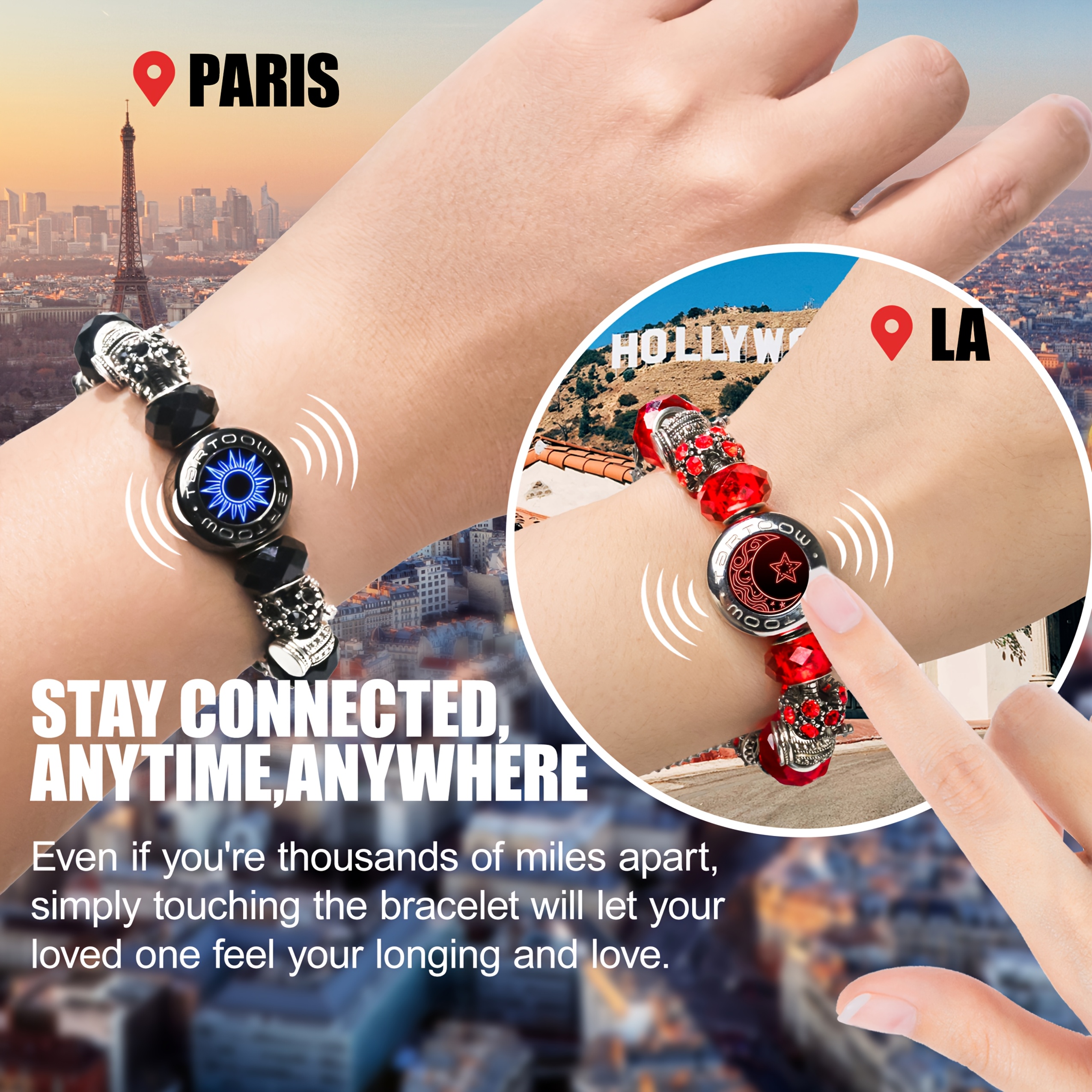 armbänder vibration * Touch Vibration Bracelets Long Distance Relationship 2pcs Light Up * for  Couples Gifts for Girlfriend Boyfriend Z001 B R01 S Y03