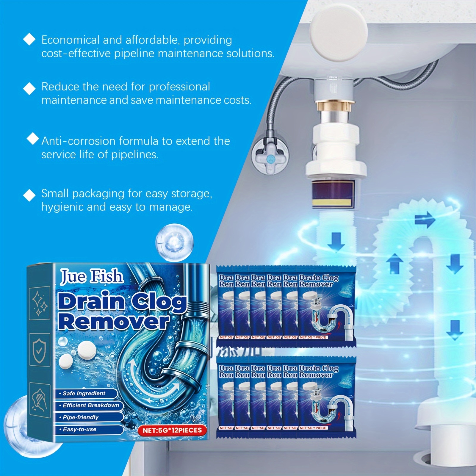 pipe dredging effervescent tablets   toilet floor drains kitchen sewers   deodorizing tablets pipe dredging agent details 0