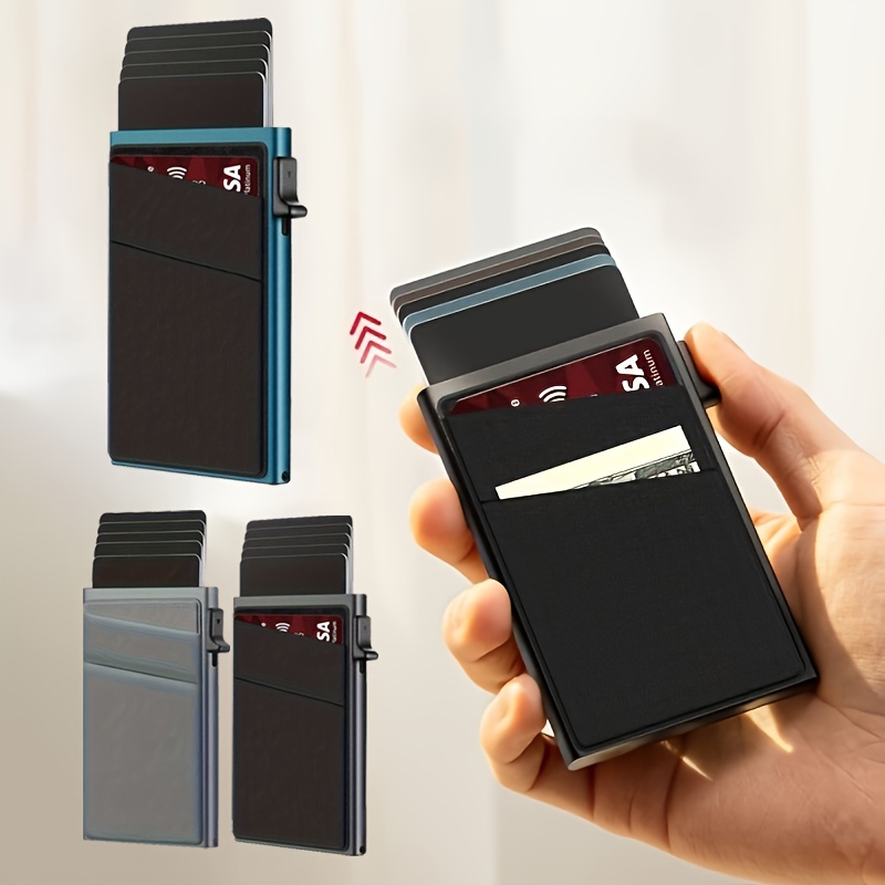 

Aluminum Alloy Side Slide Wallet Card Holder, Business Style, Rfid Blocking, Slim Pocket Credit Card Case
