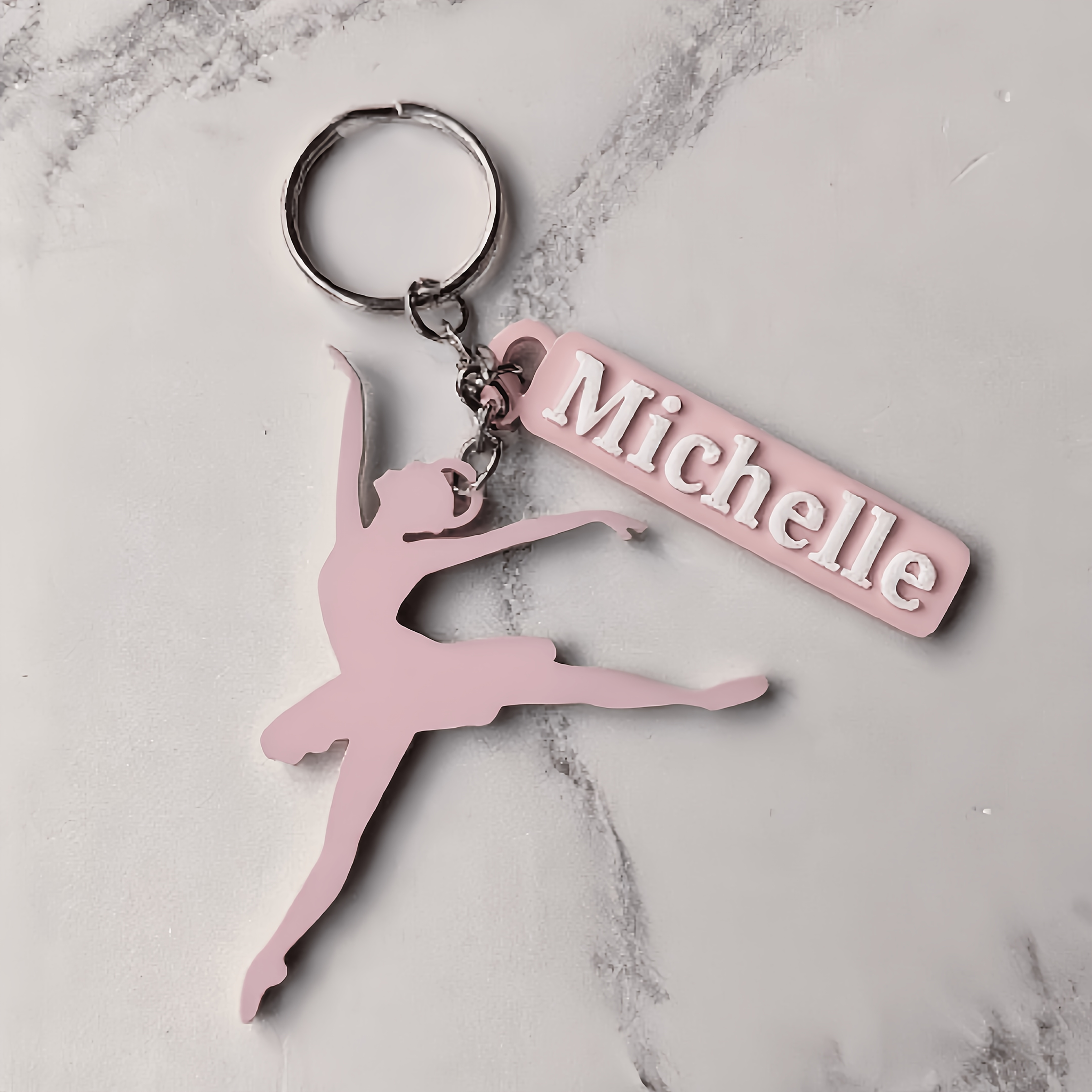TEMU Personalized Ballerina Keychain - Self- Name "" In Teal/, Ballet Gift, Ballet Artwork, Suitable For Ballet Lovers, Bag Charm, Personalized