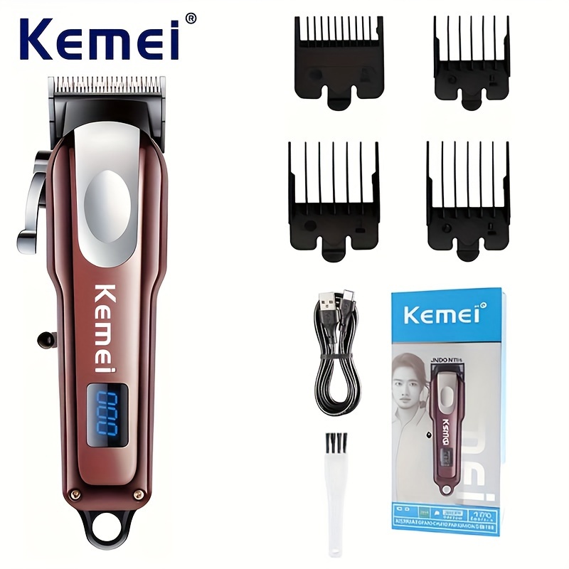 

Kemei Km-233 Rechargeable , Long- Battery, , Cutting 4 Combs, Display - Grooming Kit Accessories