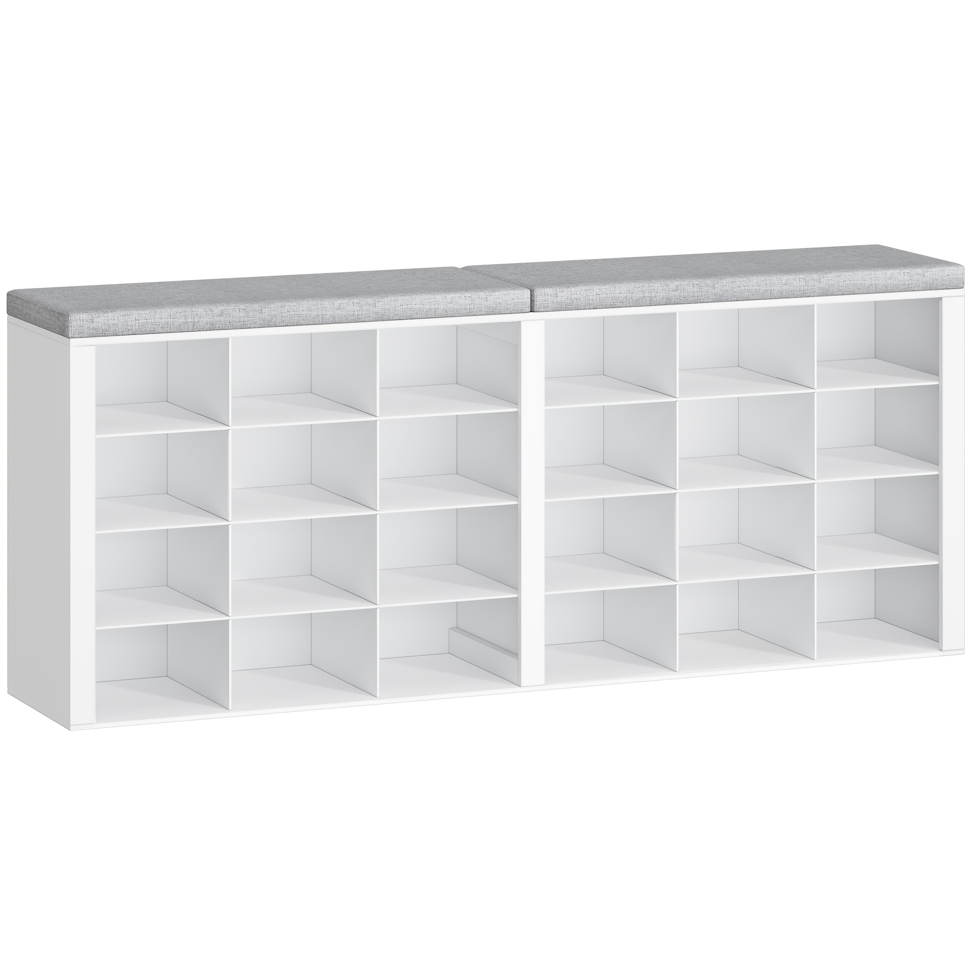 Shoe Bench With Seat, Shoe Cabinet With Bench, 18 Compartments, Entrance Bench, Adjustable Shelves For Living Room, Bedroom, Hallway, White/grey