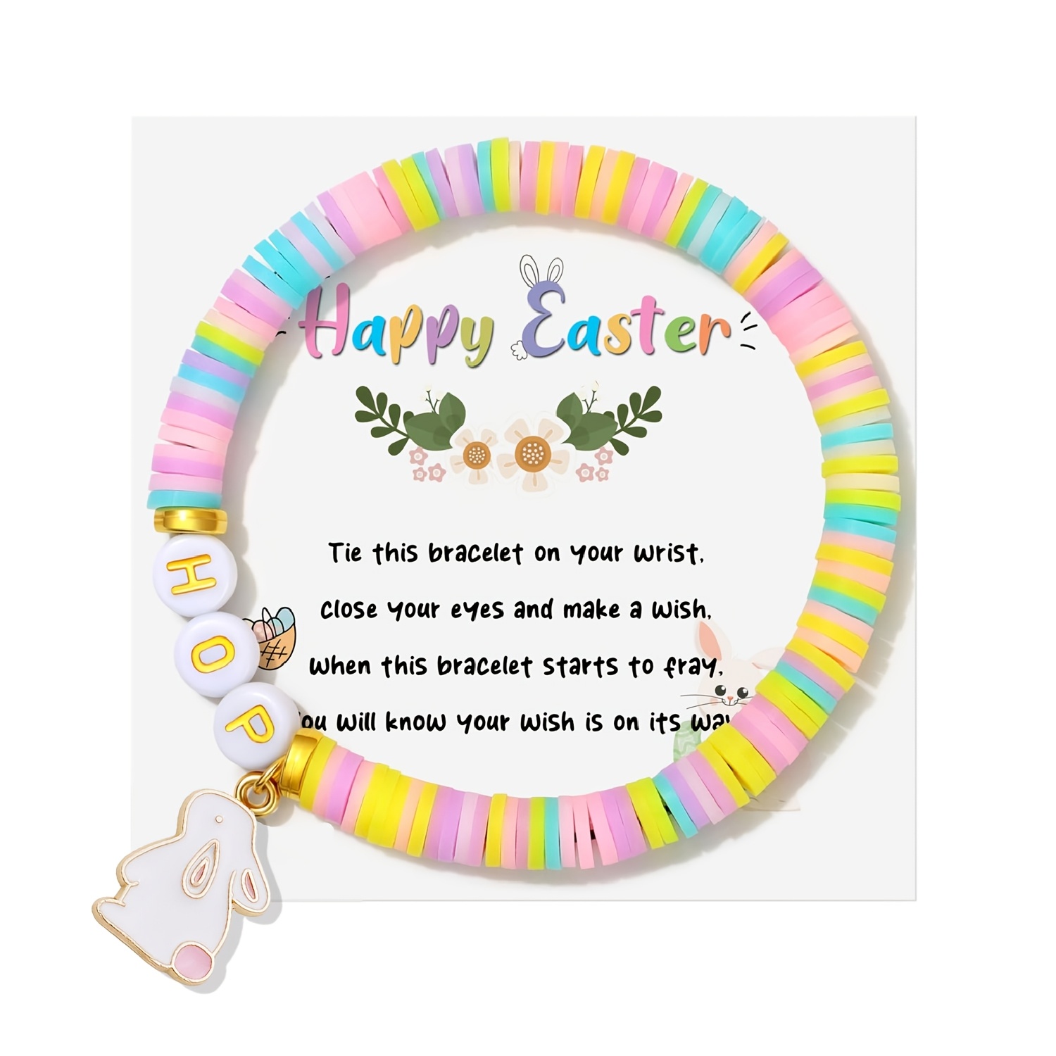Easter Bunny Polymer Clay Bracelet, Cute Gift